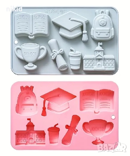 тога раница книга свитък училище купа дълбок силиконов молд форма фонда шоколад гипс сапун декор, снимка 1