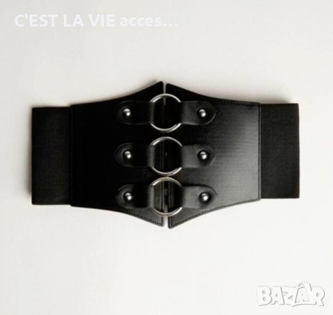 ❤️Elastic Three-Ring Black Corset Belt, снимка 1