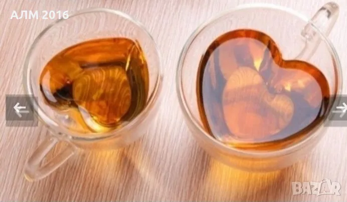 Стъклена чаша с двойно дъно Сърце, снимка 1