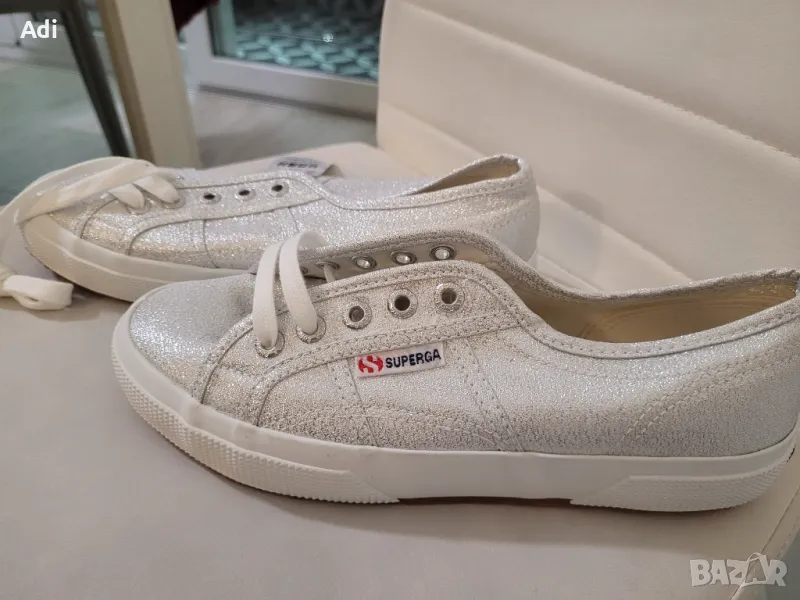 Нови лъскави сребристи кецове Суперга Superga, снимка 1