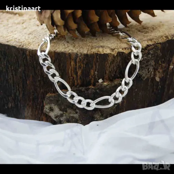 Мъжка сребърна италианска гривна *Картие*, 20см, снимка 1