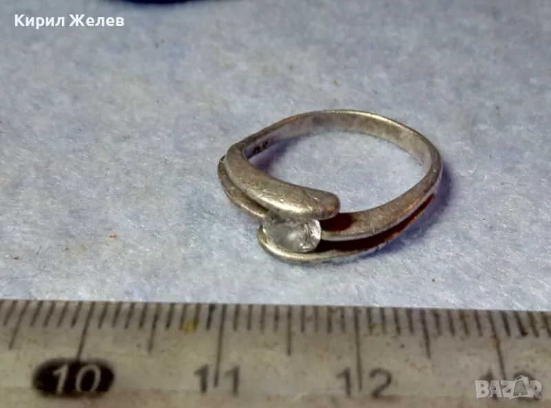 СТИЛЕН СКЪПОЦЕНЕН СРЕБЪРЕН ПРЪСТЕН СРЕБРО 925 АНГЛИЯ с ГОЛЯМ ЮВЕЛИРНО ФАСЕТИРАН ИСКРЯЩ ЦИРКОН 41178, снимка 1