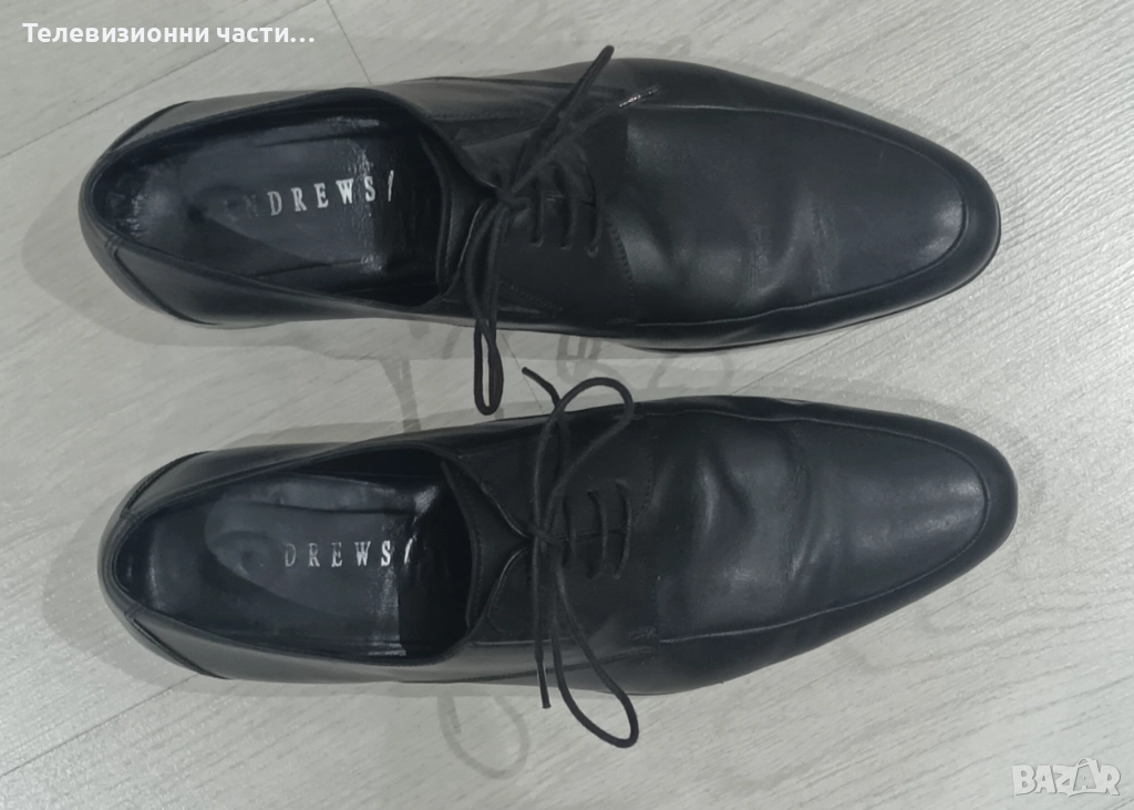 Оригинални официални мъжки обувки Andrews Андрюс 43 номер от естествена кожа, в черен цвят, снимка 1