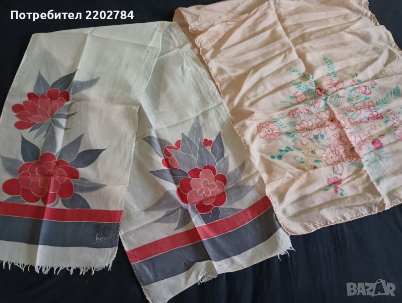 Четири шала рисувана естествена коприна, снимка 1