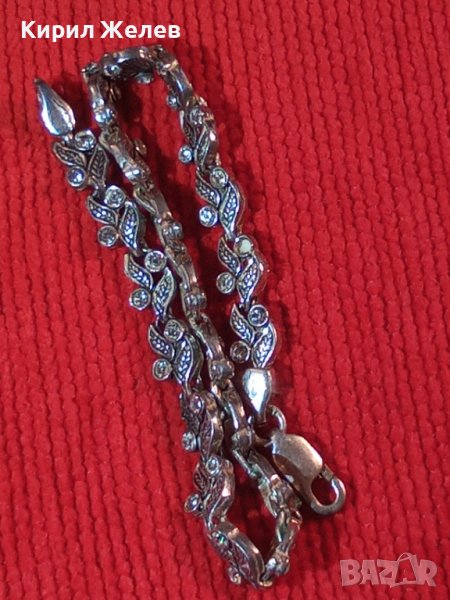 ФИНА СКЪПОЦЕННА ФЛОРАЛНА СРЕБЪРНА АРТ ГРИВНА СРЕБРО 925 с ФАСЕТИРАНИ ЦИРКОНИ 32651, снимка 1