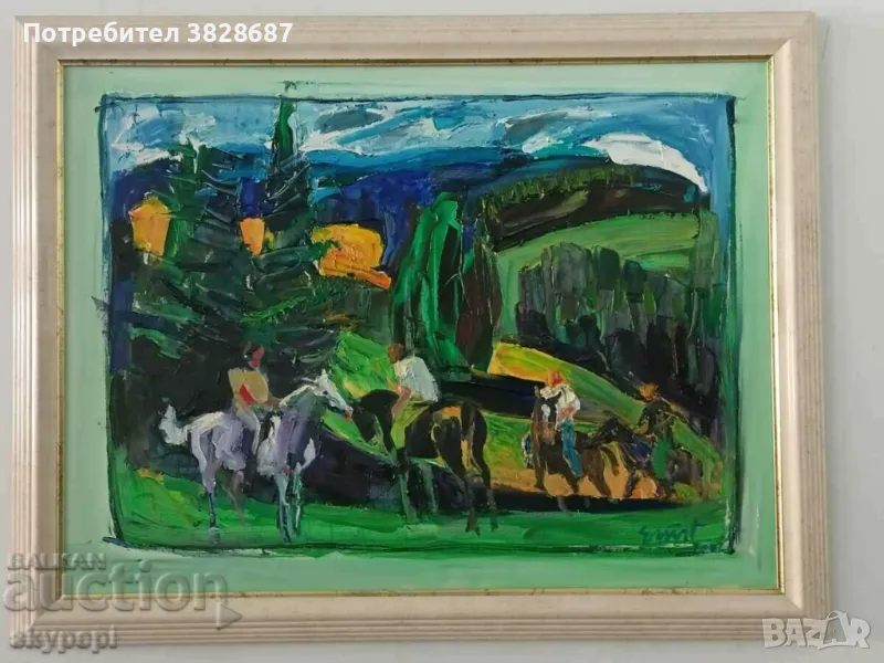 Картина,,Ездачи в планината,,, снимка 1