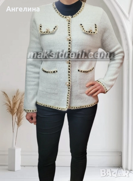 Дамска жилетка тип сако с пухкава текстура и ламена нишка., снимка 1
