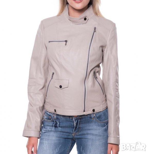 Бежово дамско кожено яке марка Giorgio di Mare XL, снимка 1