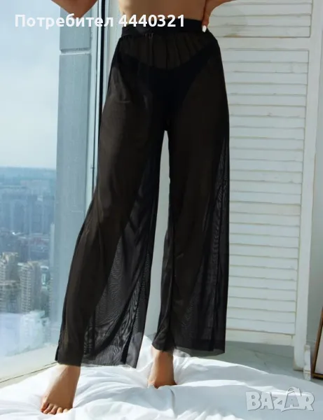 Черен прозиращ панталон от тюл за бански , снимка 1