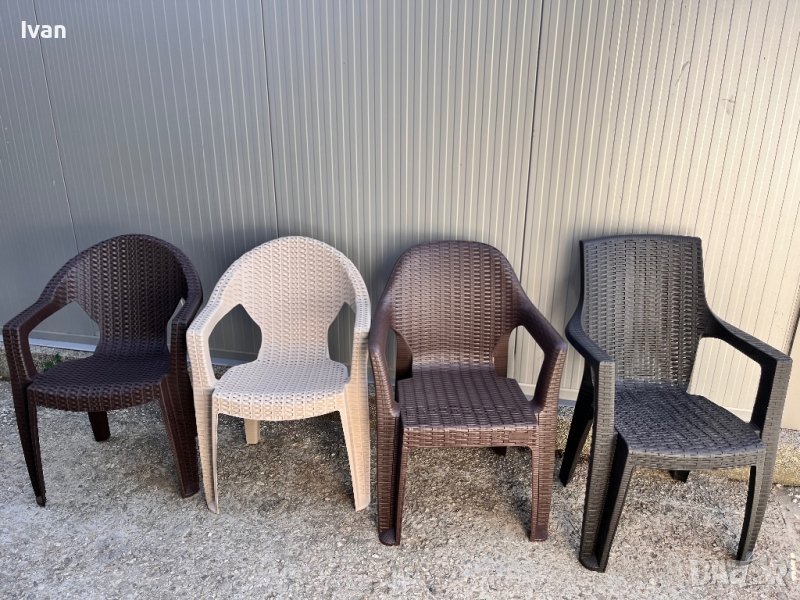 Пластмасови столове и маси градински ратан, снимка 1
