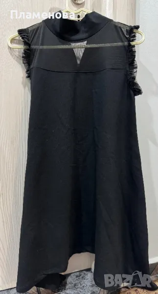 Черна рокля / туника с прозрачно деколте - S/M, снимка 1