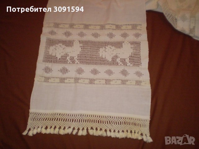 19 век ръчно тъкана с уникални мотиви кърпа с дантера плетена на една кука, снимка 3 - Антикварни и старинни предмети - 34929706
