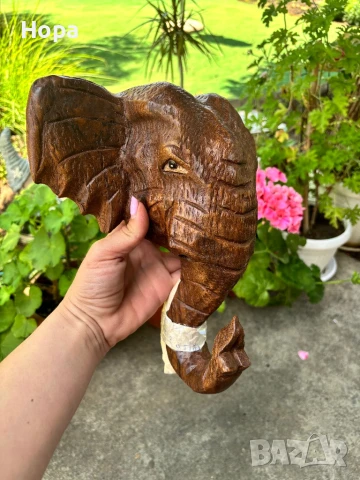 Слонска глава за стена от тиково дърво, снимка 7 - Декорация за дома - 50792048