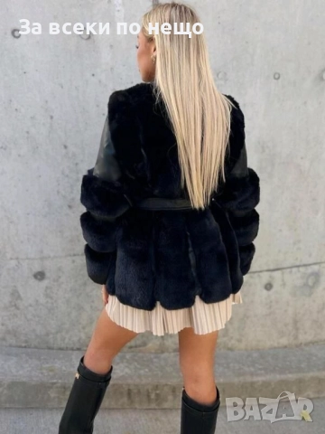 Дамско Кожено Яке С Пух - 2 Налични Цвята Код S209, снимка 2 - Якета - 52419290