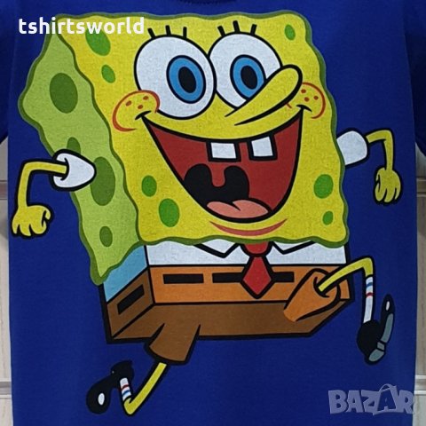 Нова детска синя тениска с дигитален печат Спондж боб, SpongeBob, снимка 3 - Детски тениски и потници - 31691067