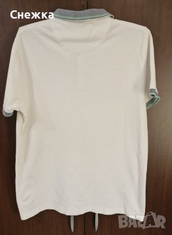 Мъжка бяла тениска с яка, снимка 2 - Тениски - 40376413