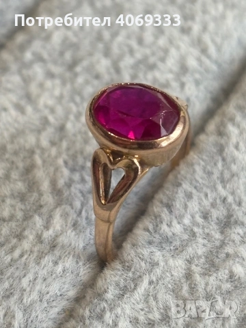 Руски златен пръстен с рубин 2.9гр 14к 