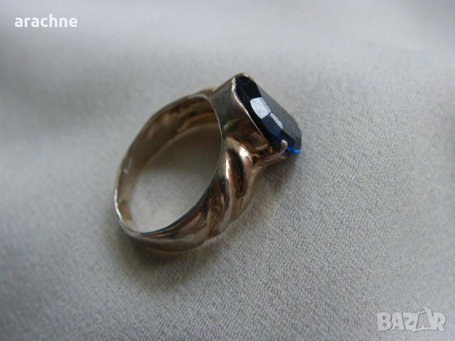 Стар ръчнокован сребърен пръстен със син шпинел, снимка 4 - Пръстени - 38577022