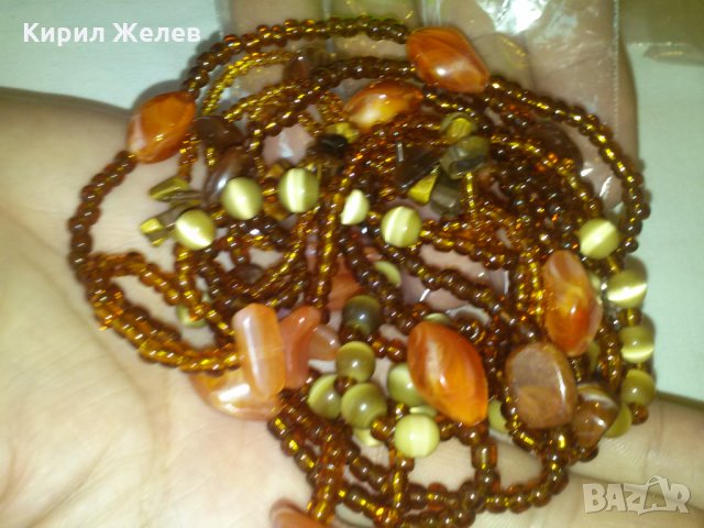 СТАРИННО КОЛИЕ от ХАЛЦЕДОН МЪНИСТА и КОТЕШКО ОКО 14437, снимка 6 - Колиета, медальони, синджири - 29555694