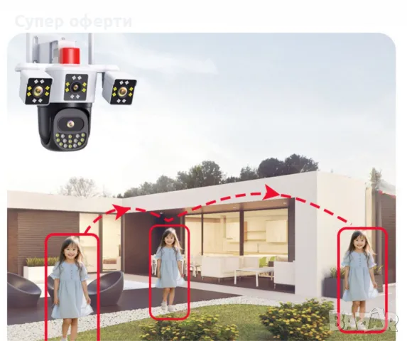 Безжична 4G WiFi камера за наблюдение с триекранен монитор,водоустойчива, снимка 7 - Камери - 48379595