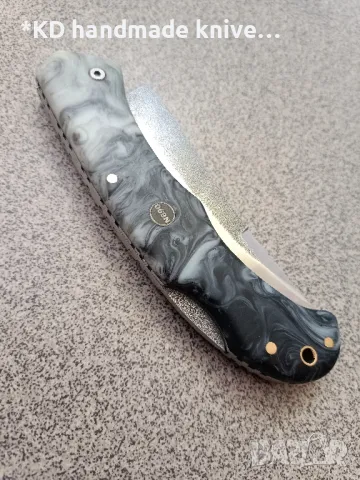 Сгъваем нож ръчно изработен от N690 стомана, снимка 4 - Ножове - 49960330