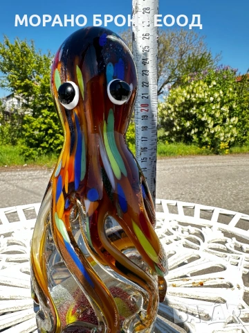 Масивен стъклен октопод стил „Мурано“ – Арт пластика, 25 см (3.2 кг)