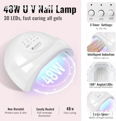 Нов Професионален гел маникюр комплект с UV лампа 48W и лакове 55 цвята, снимка 3 - Продукти за маникюр - 53034026