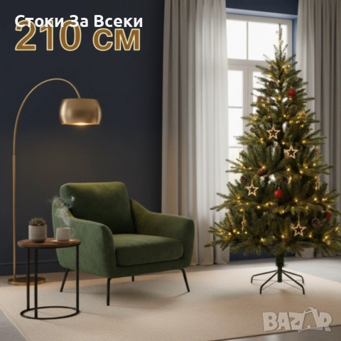 Коледна елха с шишарки и метална стойка – естествена визия, снимка 6 - Декорация за дома - 52339240