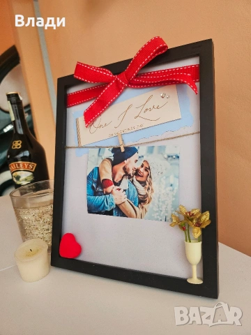 Ръчно изработена 3д рамка подарък за Св.Валентин , снимка 4 - Декорация за дома - 53306314