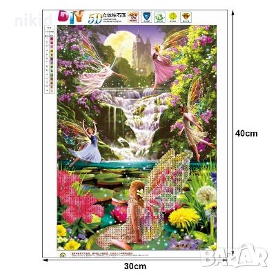 5D гоблен Приказка с феи диамантен гоблен картина мозайка за направа по схема с камъчета, снимка 3 - Гоблени - 29824662
