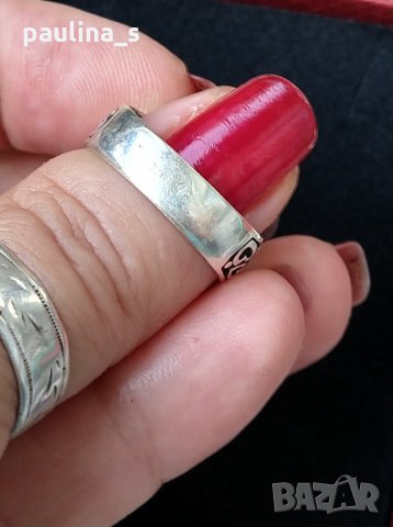 Стар турски пръстен с естествена перла / сребърен пръстен проба 925 , снимка 6 - Пръстени - 30033456