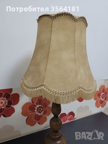  НАМАЛЕНА Настолна лампа с шапка от естествена кожа , снимка 6 - Настолни лампи - 39355658
