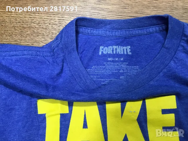 Оригинална детска тениска на Fortnite, синя с жълта щампа, размер М, снимка 4 - Детски тениски и потници - 47485867