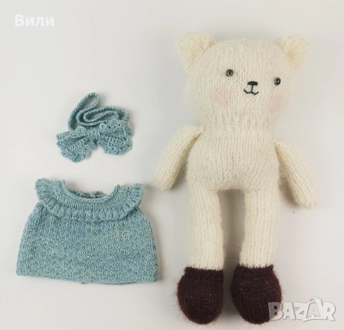 Котенце с рокля, плетени играчки, играчка ръчна изработка, плетено котенце, снимка 2 - Плюшени играчки - 51514275