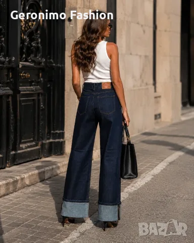 Дамски дънки Wide Leg 7509 – Dark Indigo, снимка 3 - Дънки - 55911535