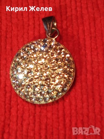 ИЗИСКАН СРЕБЪРЕН МЕДАЛЬОН СРЕБРО 925 с БЯЛ ЕМАЙЛ и КРИСТАЛЧЕТА 36407