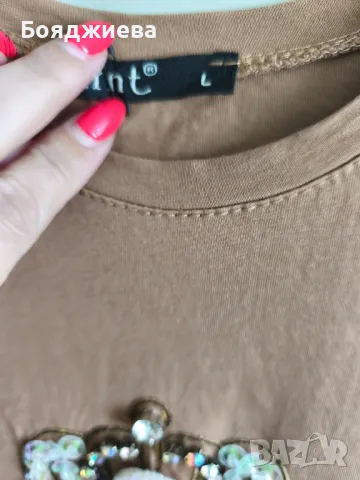 Кафява тениска , снимка 3 - Тениски - 49761485