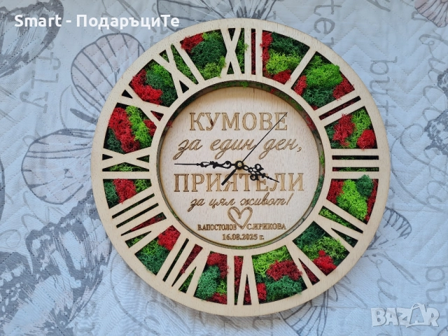 Персонализиран часовник със скандинавски мъх 40 см. , снимка 17 - Стенни часовници - 44976597