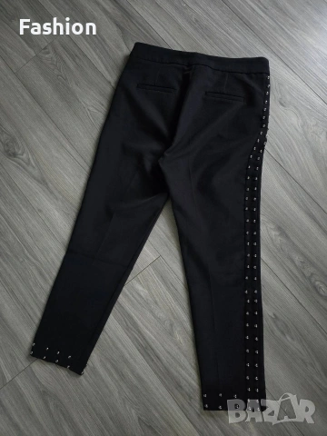 Жесток чер дамски панталон с капси, снимка 2 - Панталони - 53141701