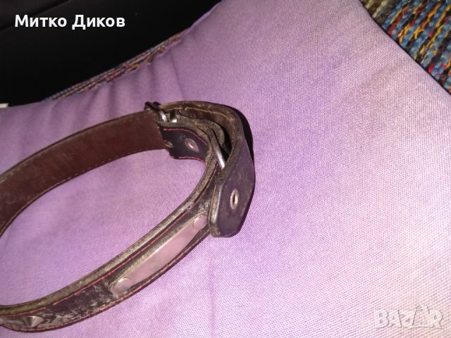 Нашийник естествена кожа за куче 58см х3см и верижка метална с държач естествена кожа 1м, снимка 7 - За кучета - 39712396