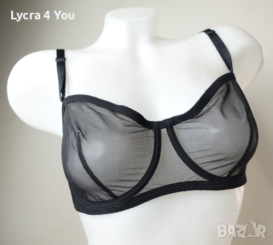 75-80С еротичен черен тюлен сутиен, снимка 2 - Бельо - 44571015