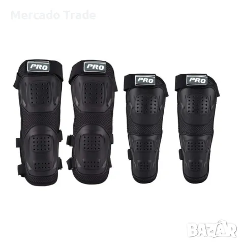 Комплект наколенки и налакътници за мотор, Протектори, Черен