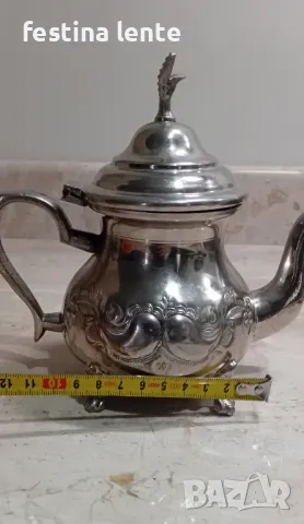 Посребрен месингов чайник, снимка 11 - Антикварни и старинни предмети - 50189333