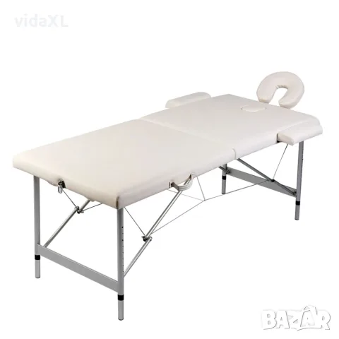 vidaXL Кремавобяла сгъваема масажна кушетка 2 зони с алуминиева рамка（SKU: 110085）