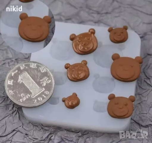 мини глава глави мече силиконов молд форма фондан смола декор декор бижу