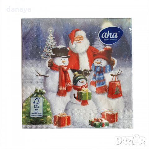 2545 Коледни салфетки за маса, трипластови, 20 броя в пакет, снимка 6 - Аксесоари за кухня - 34867817