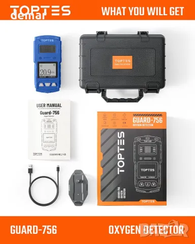 TopTes Guard-756 O2 монитор, преносим кислороден детектор,0,5s реакция, снимка 7 - Друга електроника - 48413722