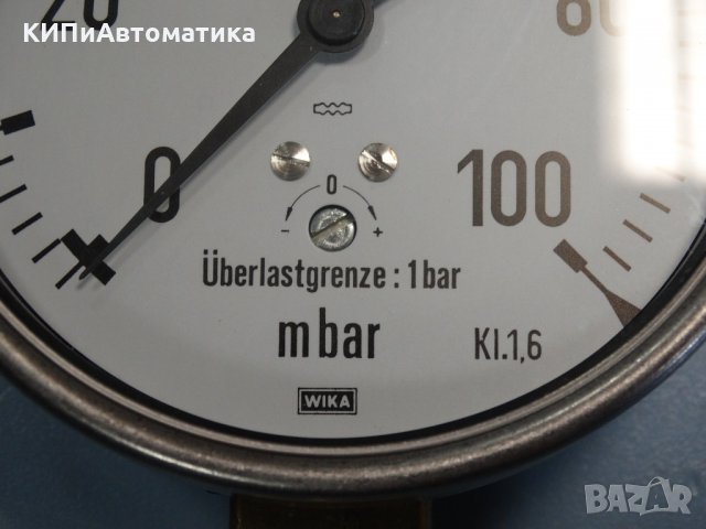 Манометър WIKA 52240 Ф 100, 100 mbar, снимка 3 - Резервни части за машини - 34451531