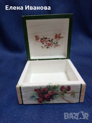 Дървена кутия за бижута с цветя - ръчно изработена, снимка 5 - Други - 31917533