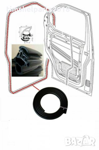 Уплътнение за предни врати за Opel Movano 1997-, Renault Master 1998-, Ford Transit 2013-, 6 метра, снимка 2 - Части - 34554533